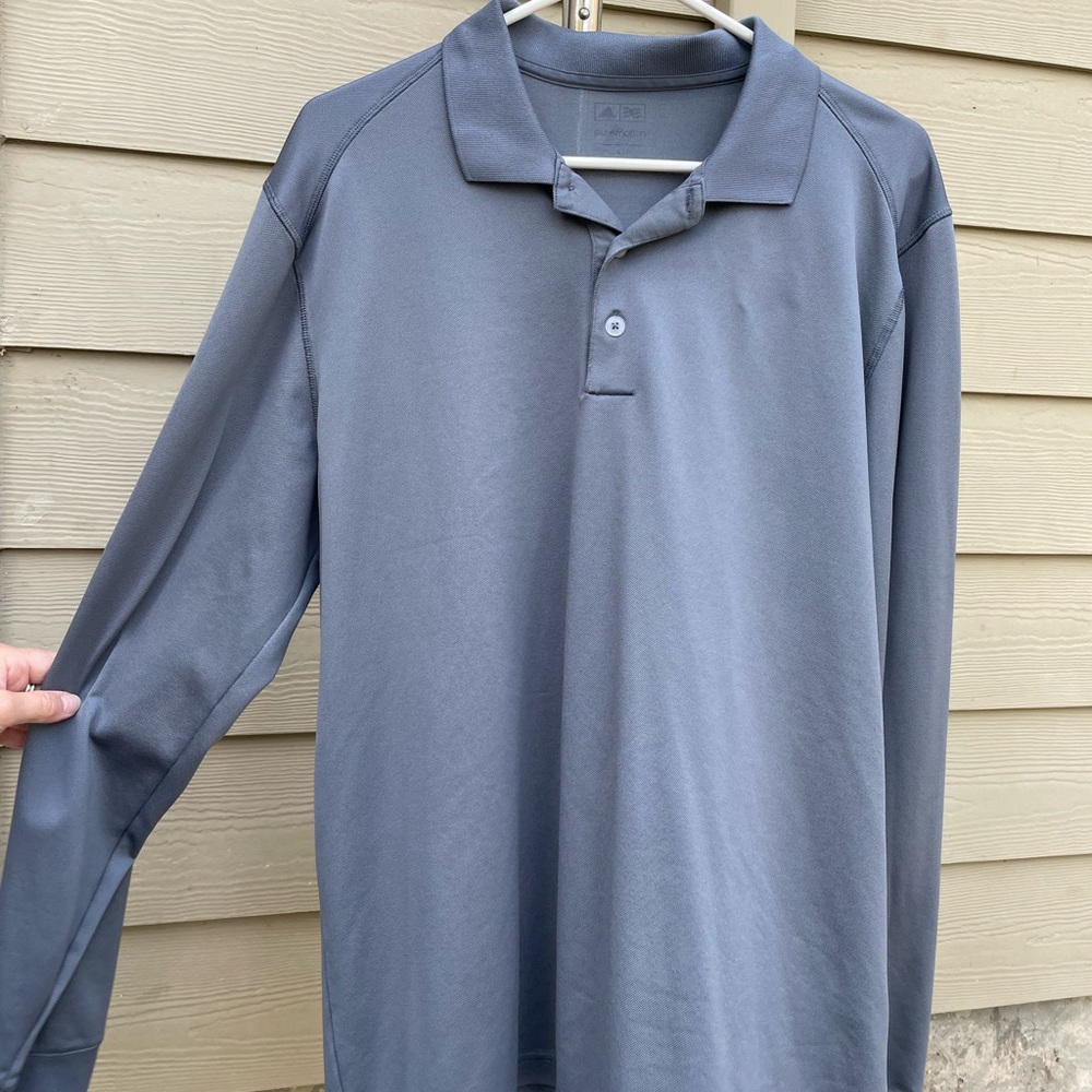 Classic Gray Long Sleeve Polo for Men